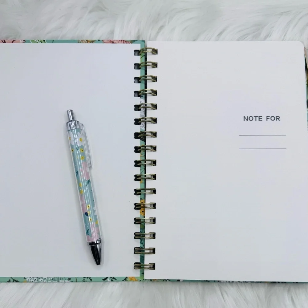 The Notebook Hardcover Floral Stationary Set Green Floral Theme